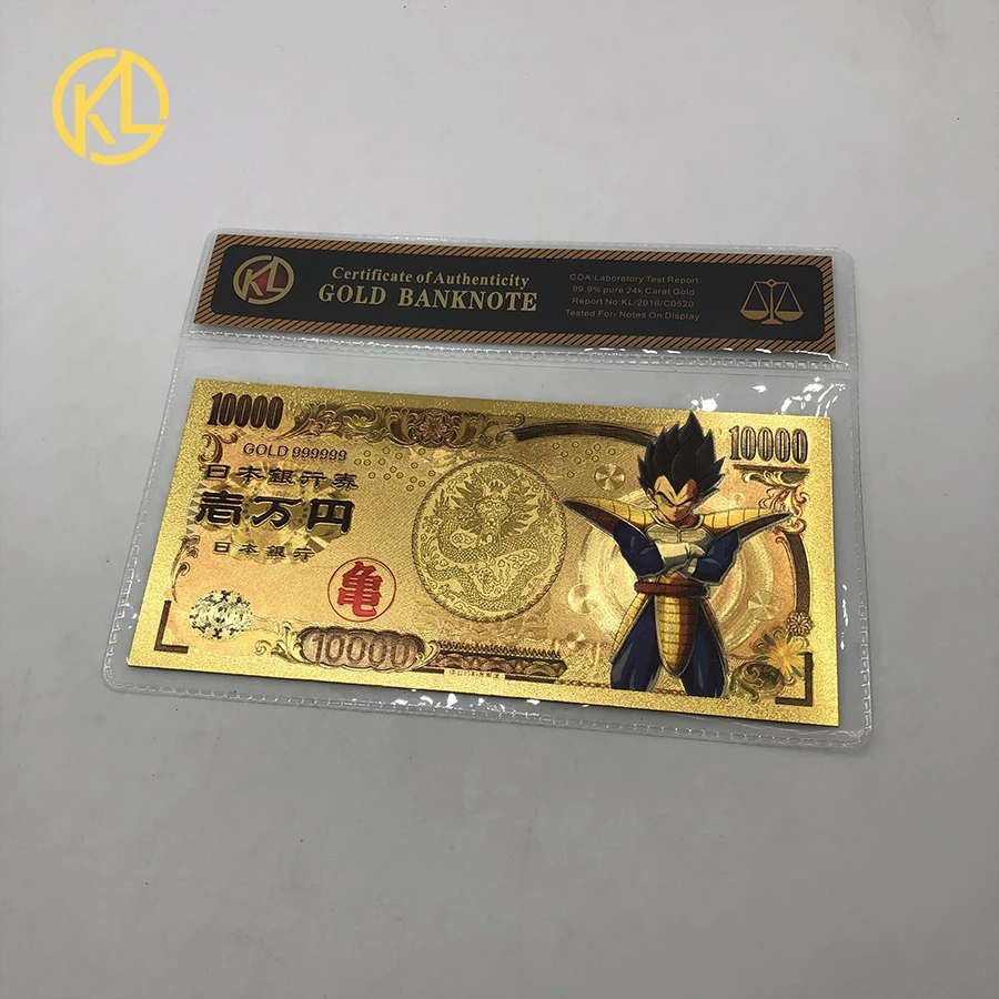 Dragon B10-COA Горячая 1 шт. Японский дракон мультфильм 10000 иен золото пластиковые банкноты для классической детской коллекции памяти - Цвет: Dragon B10-COA
