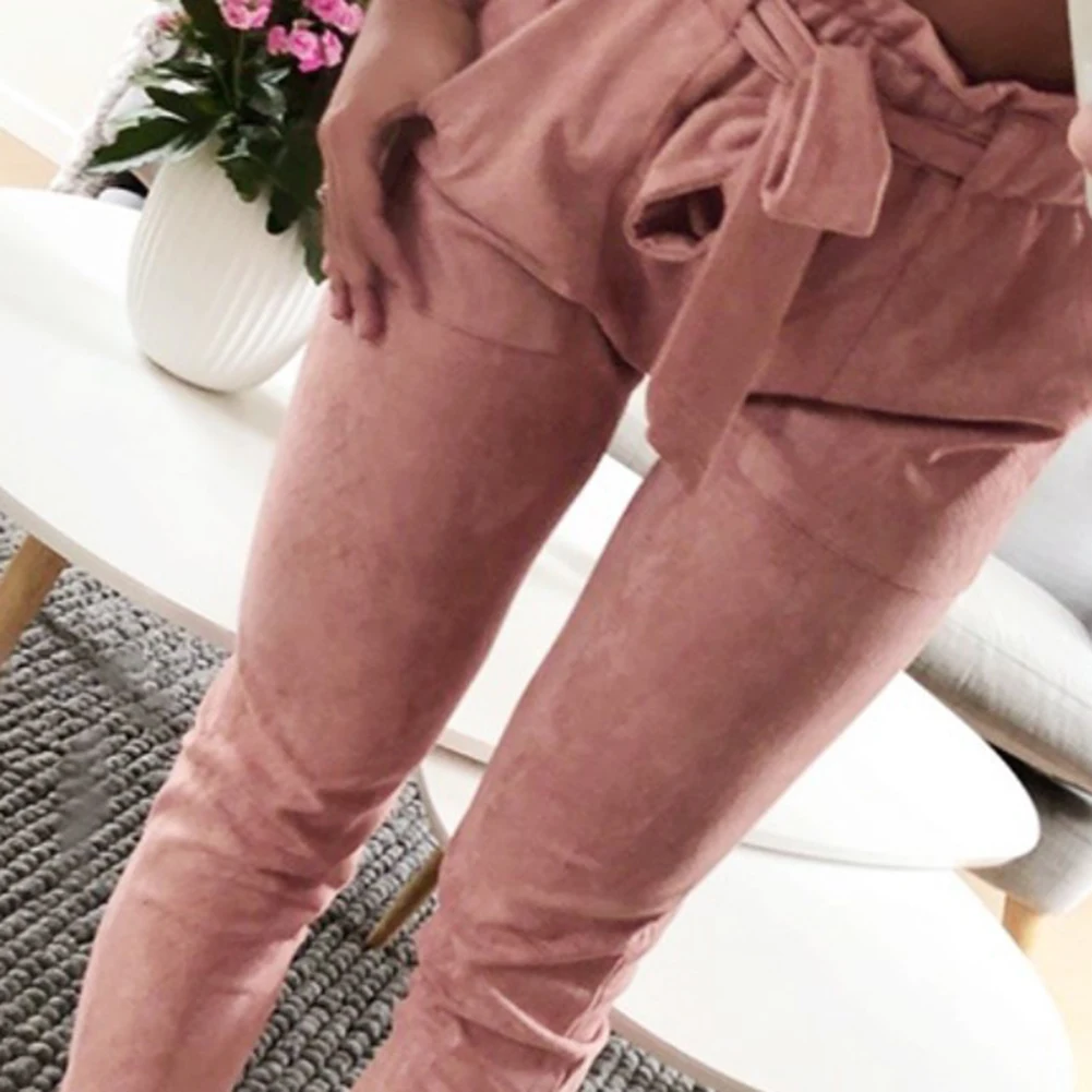 Модные Женские однотонные полосатые облегающие укороченные джинсы с воланом и