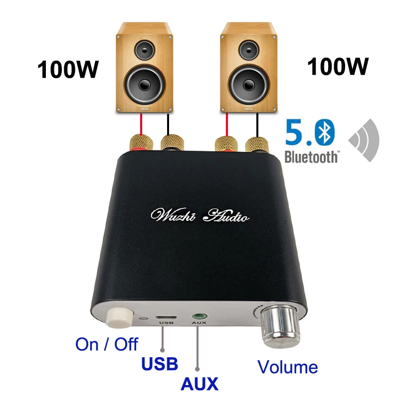 Плата усилителя звука 2*100 Вт Bluetooth 5 0 TPA3116D2 цифровой стерео Hi Fi USB усилитель мини
