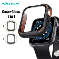 glasscover for apple watch case 40mm 44mm nillkin full tempered bumper for apple watch series 4 5 6 se watch accessories