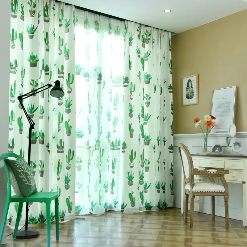 Светонепроницаемая занавеска для гостиной с принтом листьев в горшке спальни