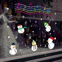 christmas music little snowman wall stickers living room bedroom window glass door decoration sticker 60x90cm