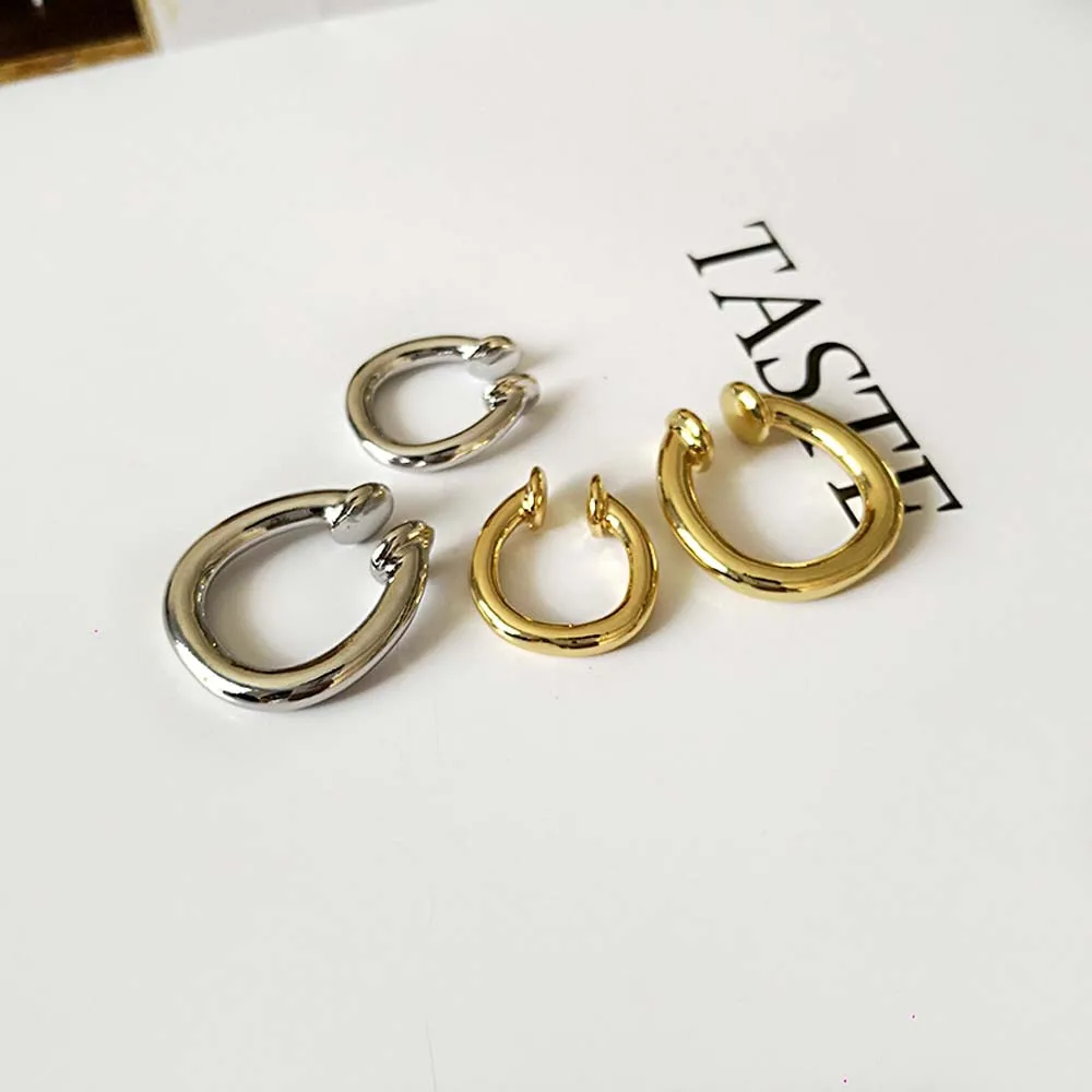 Женские простые металлические серьги-клипсы в форме х золотистые/Серебристые