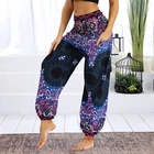 Брюки-султанки Женские повседневные летние свободные Штаны женские Мешковатые брюки в стиле бохо Aladdin с принтом повседневные модные Штаны для йоги 2021