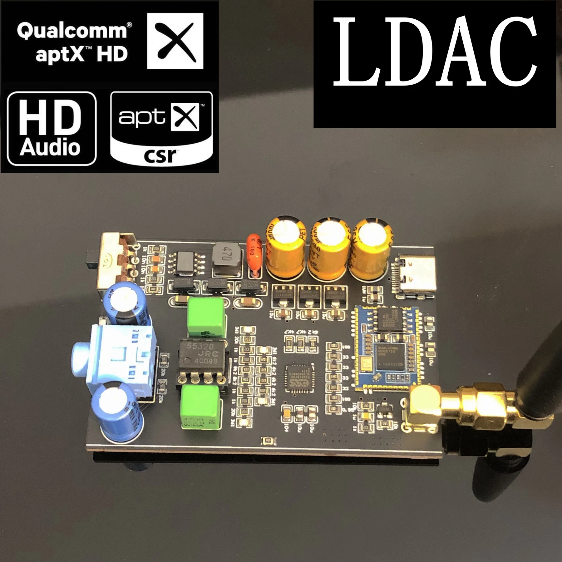 

ES9018K2M Bluetooth 5.1 Decoder Board APTX HD LDAC Aptx-adaptive JRC5532 Op Amps Super CSR8675