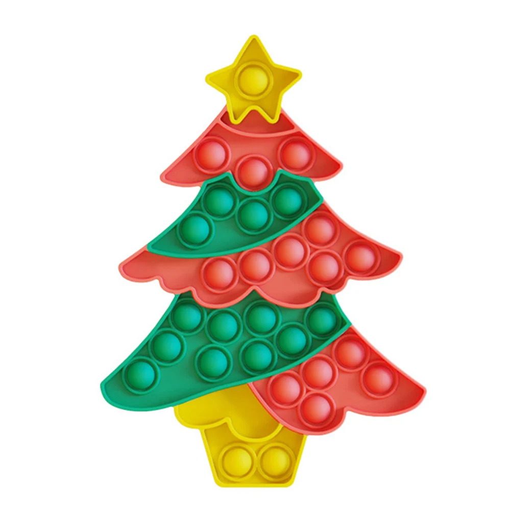 

Christmas Tree Rainbow Silicone Push Bubble Fingertip Toys Anti-Stress Set Stress Reliever Squeeze Crafts Adults Kids SensoryToy