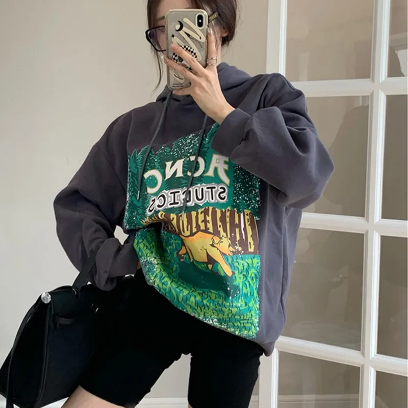 

Женский Свободный Повседневный Топ с длинным рукавом, в американском стиле