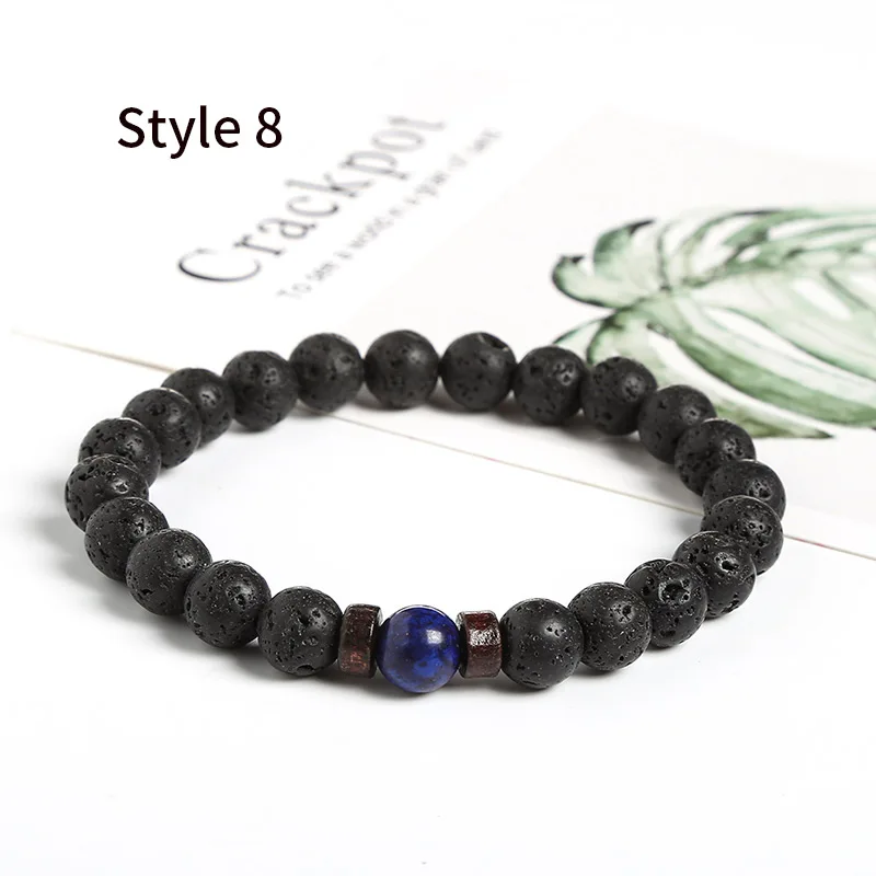 Style 8 JD мужской браслет, натуральный Императорский камень, бусина, тибетский Будда, браслет, чакра, лавовый камень, диффузный браслет, мужские ювелирные изделия, подарок - Окраска металла: Style 8