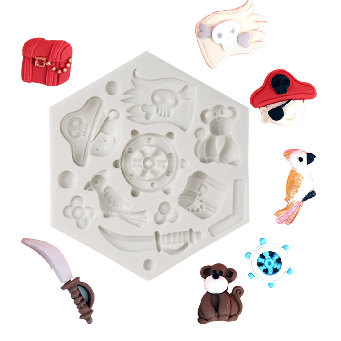 

Pirate Series Silicone Mold for DIY Chocolate Candy Cake Decoration Ornaments Plaster Fondant Mould Kitchenware Baking Tool