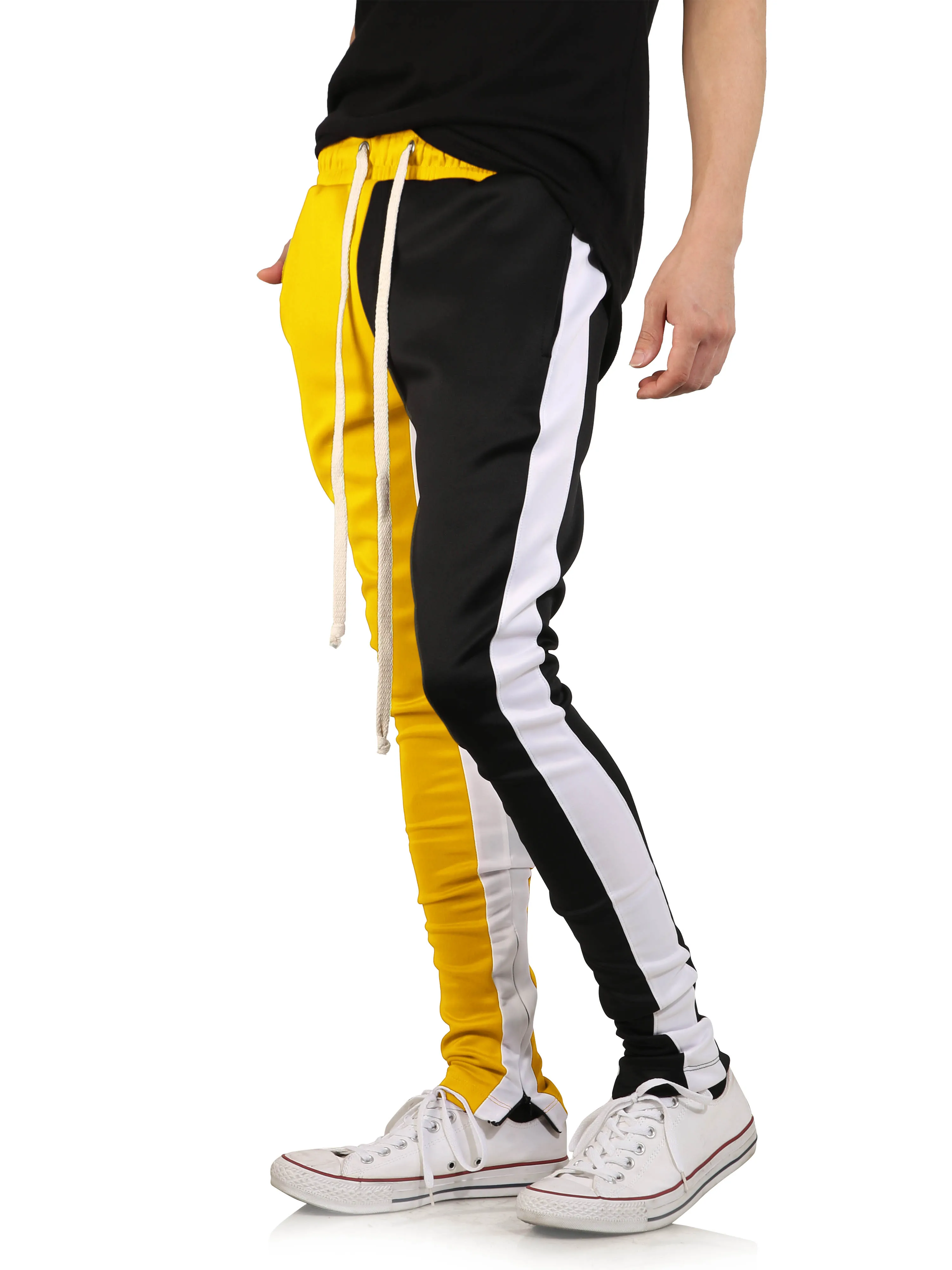 Мужские Slim Fit Пот Штаны Drawstring полосатый спортивный Штаны Цвет Блок Лоскутная Бег Брюки спортивные хип-хоп брюки повседневные штаны