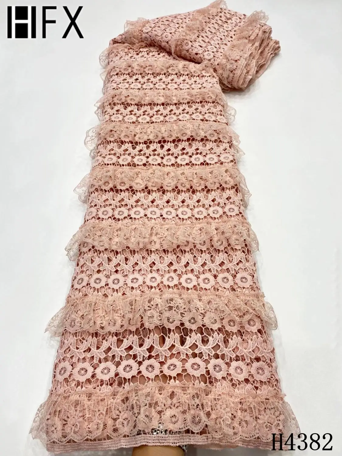 

HFX Lace Fabric 2021 Africa Lace Fabric High Qaulity Green Tulle Lace Fabric Nigerian Lace Fabric 5 yards For Wedding Dress