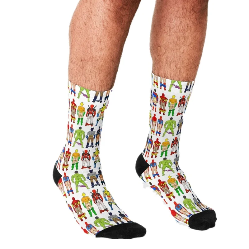 

2021 funny Socks Men harajuku Superhero Masks Socks Printed Happy hip hop Men Socks Novelty Skateboard Crew Casual Crazy Socks