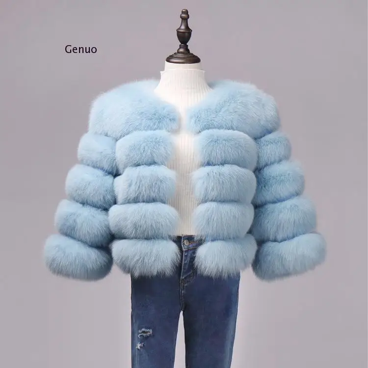 Женское зимнее роскошное пальто шуба из искусственного лисьего меха меховая