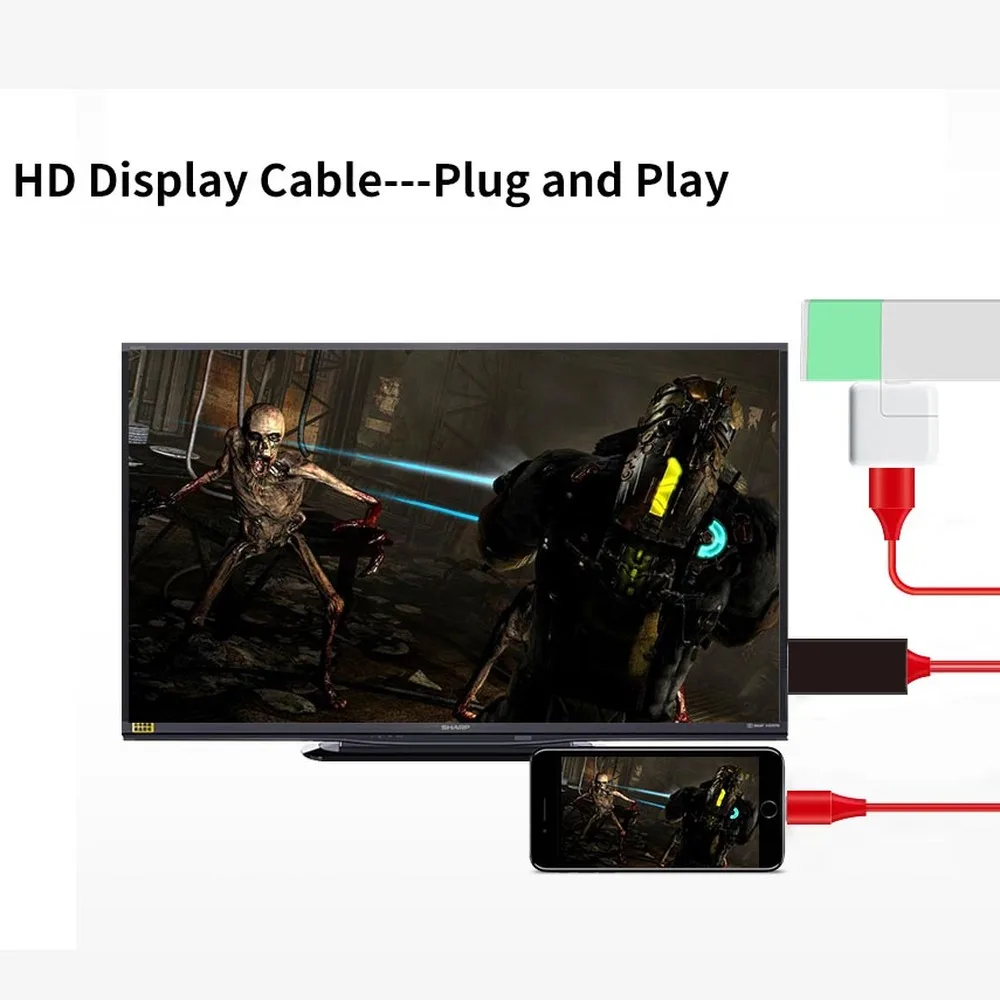 Кабель HDMI 2 м для iPhone X 8 plus 7 Plus 6 6s 5 детской адаптер кабеля HDTV TV HD1080P HDMI|SmartTV-стики и