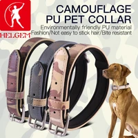 helgem pet collar pu leather dog necklace accessory adjustable traction necklace accessory for small medium and large dog