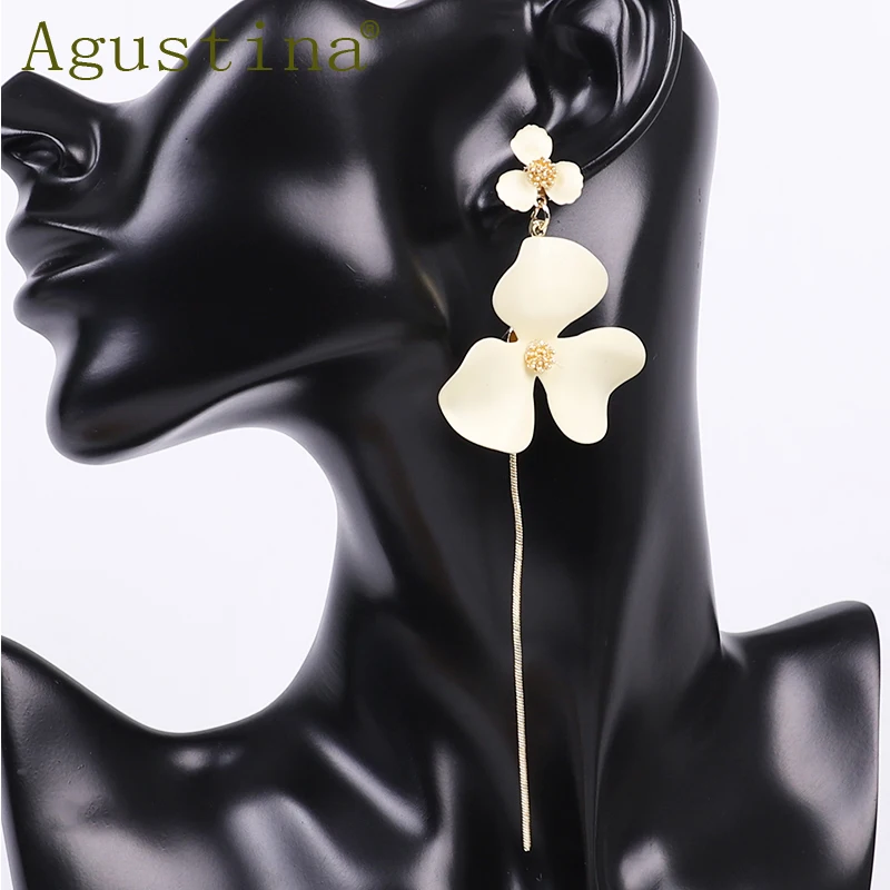 Серьги капли с цветами для женщин модные геометрические металлические ювелирные