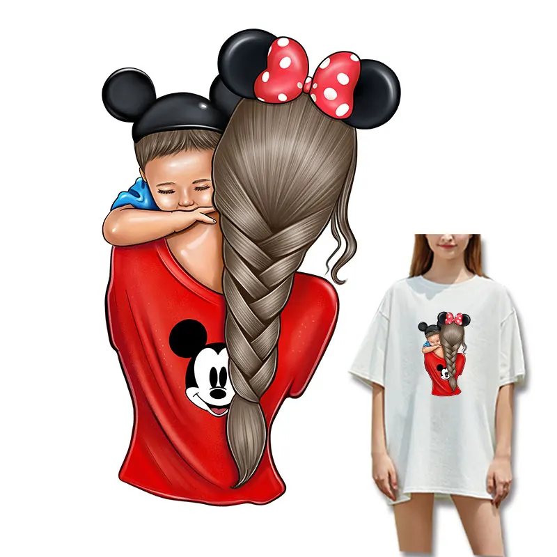 

Disney Brand Mickey accessories Parent-child interaction pictures cloth patches Heat Vinyl Ironing Stickers Decor DIY decoration