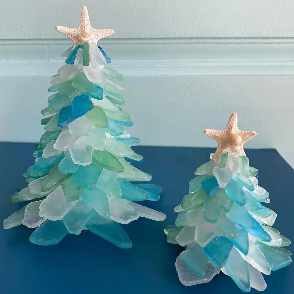 

Рождественская елка Sea Glass, необычное уникальное украшение морского существа, украшение для океана, дома из смолы, декоративные столы, DIY кам...