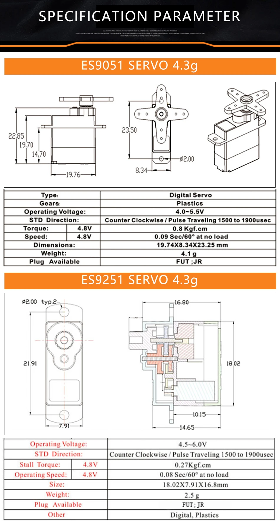 1 шт. EMAX ES9051 ES9251 4,3 г/2,5 г цифровой сервопривод пластмассовая коробка передач 0,8 кг Крутящий момент для 3D F3P самолета Прямая поставка