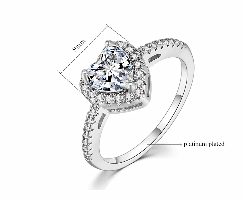 Высокое качество супер 3.5ct обручальные Серебряные Кольца цвет 10 мм сверкающий прозрачный кубический цирконий Кристалл Женское Обручальное кольцо