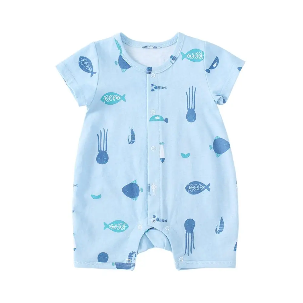 Детский комбинезон унисекс Pureborn хлопковый с короткими рукавами и мультяшным