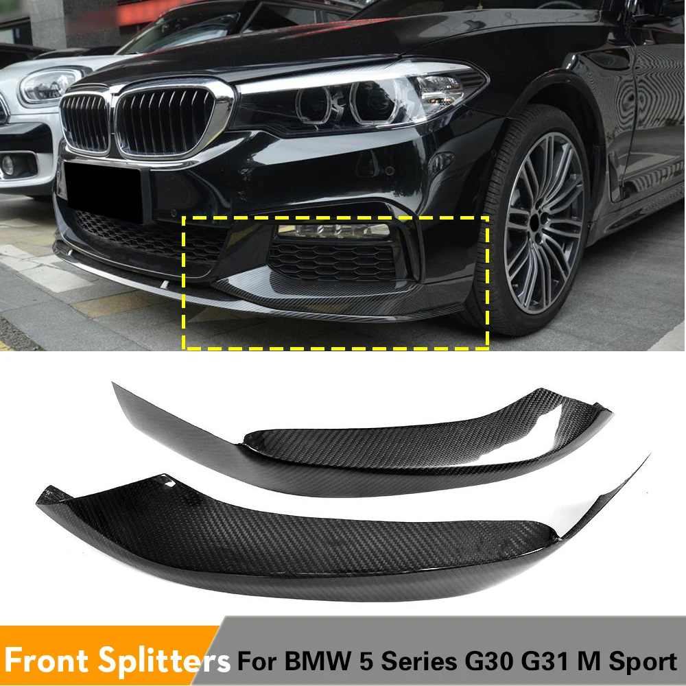 For BMW 5 Series G30 G31 520i 530i 540i M Sport 2017 - 2020 Front Bumper Lip Splitters Apron Winglets Carbon Fiber / FRP