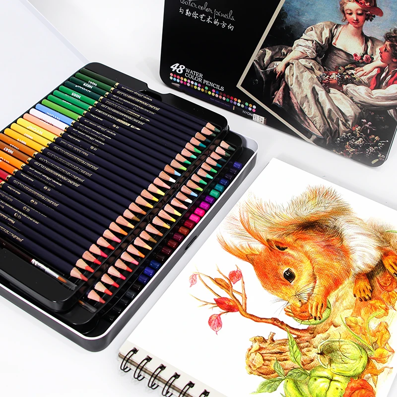 Colored Pencils Professional Set of 12/24/36/4/72/100 Colors Soft Wax-Based Cores Drawing Art Sketching Shading Coloring Tin Box