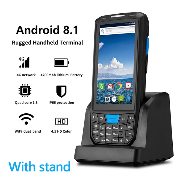 2D with charger ISSYZONEPOS ручной КПК Android 8,1 сканер штрих-кода 1D 2D считыватель штрих-кода коллектор данных POS терминал склад КПК - Цвет: 2D with charger
