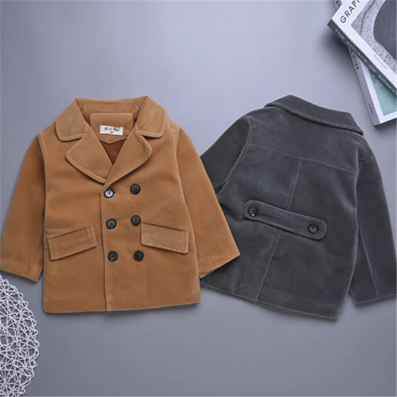 

Boys Wool Suits Spring Autumn Children Fashion Outerwear Clothes For Baby 1 To 4 Years Kids Thick Coat Toddler Jackets Outfits