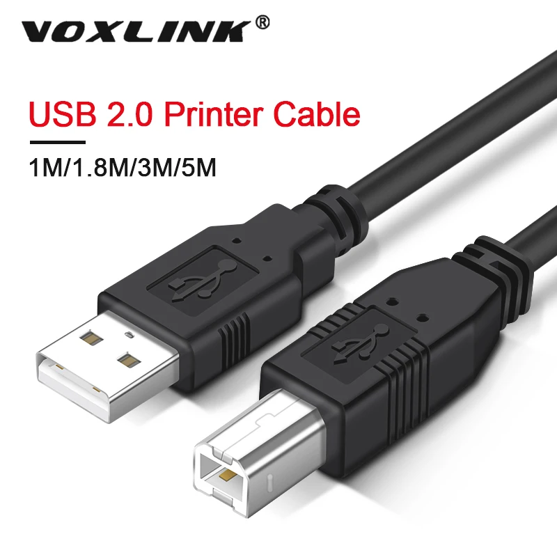 VOXLINK USB 2,0 кабель для печати типа А-б кабель для принтера 1 м/1,8 м/3 м/5 м для камеры Epson hp Canon принтер usb принтер