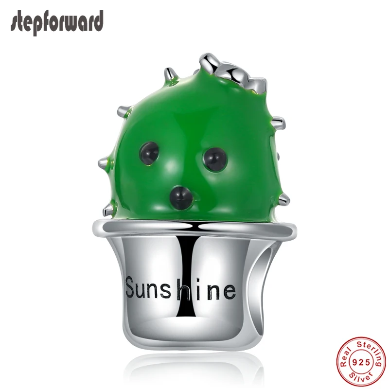 

Шаг вперед 100% стерлингового серебра 925 Кактус Шарм Fit браслет ожерелье буквы Солнечный подвески для женщин DIY ювелирные изделия подарок