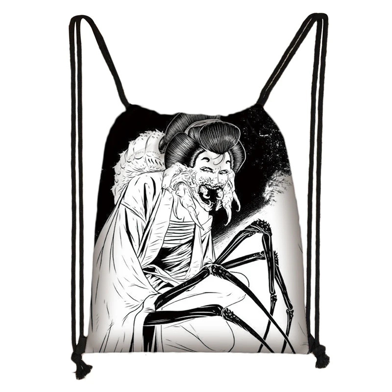 skdmanga04 Horror manga drawstring сумка Junji Ito Женская и мужская сумка для хранения Jorogumo/slug девушка холщовый рюкзак дорожный рюкзак Подростковая сумка - Цвет: skdmanga04