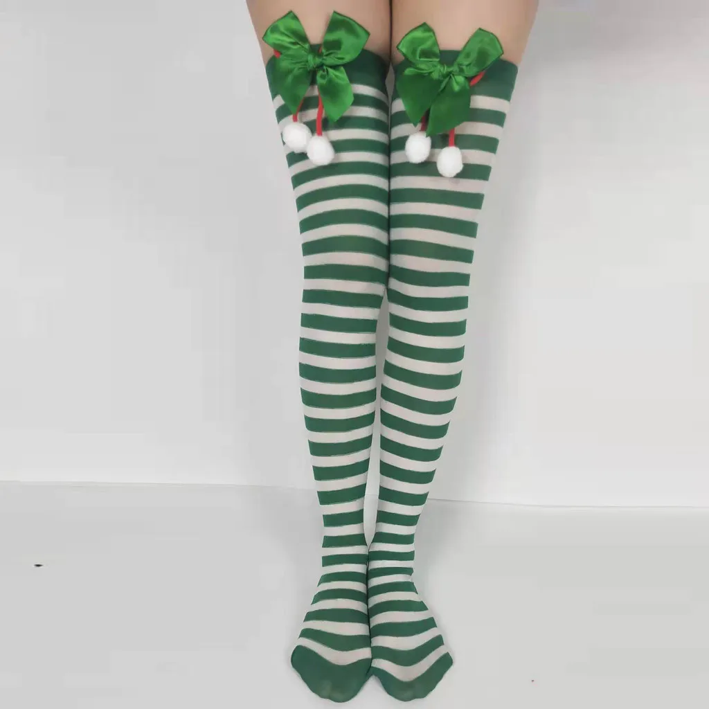 Женские сексуальные полосатые вечерние Гольфы с принтом на Рождество чулки