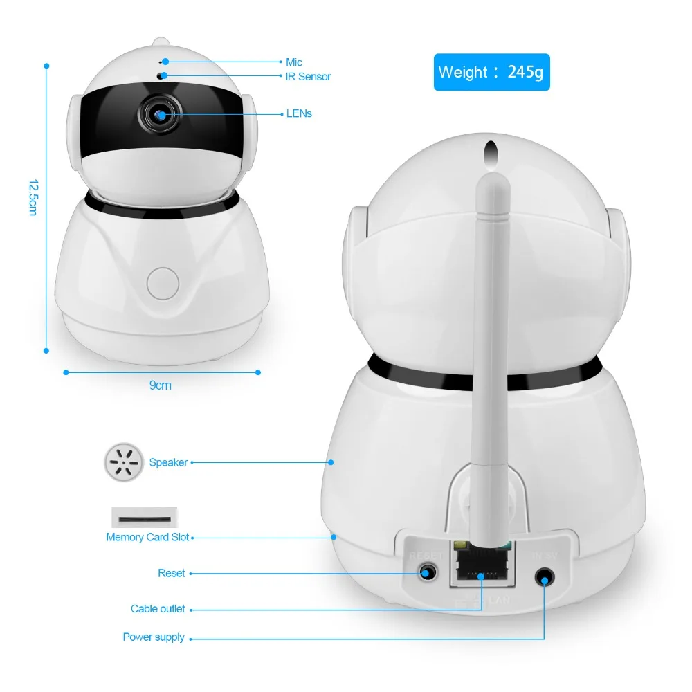 Интеллектуальная домашняя ip камера панорамирование наклон Wi Fi облачное