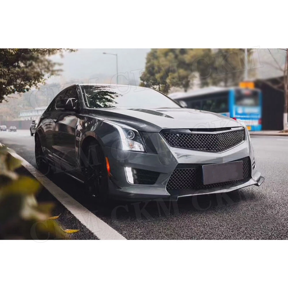 PP передний набор для бампера, кузова для Cadillac ATS- карбоновое волокно головка подбородок спойлер двигателя капот Гриль сетка автостайлинг
