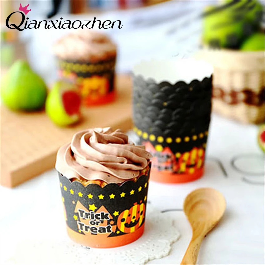 

Qianxiaozhen 50pcs Halloween Paperboard Cake Cup Festive Party Decorations Cake Halloween Supplies Halloween Decoration