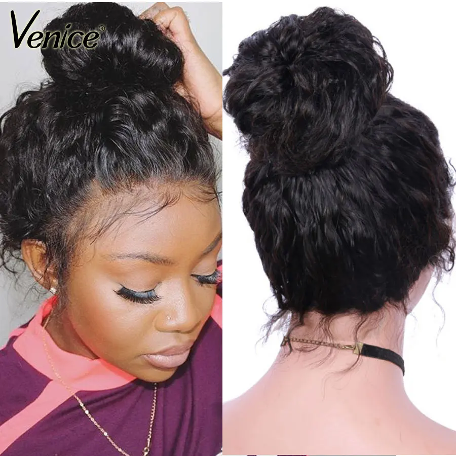 Венецианские волосы 360 кружевной фронтальный парик для черных женщин кудрявые