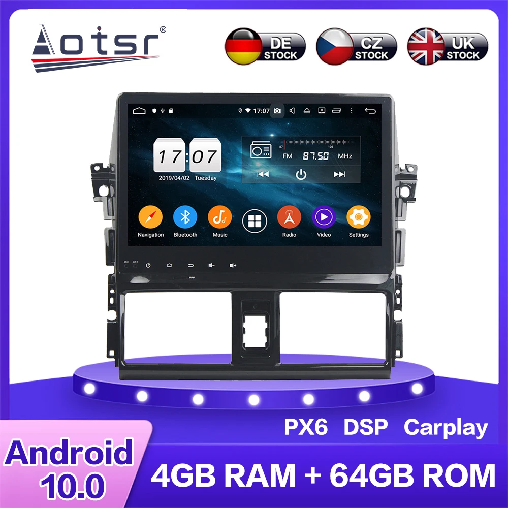 

For Toyota Yaris L Vios 2013+ Android 10 Car Multimedia Radio DVD Playe Auto GPS Navigation Stereo Carplay DSP WIFI BT Headunit