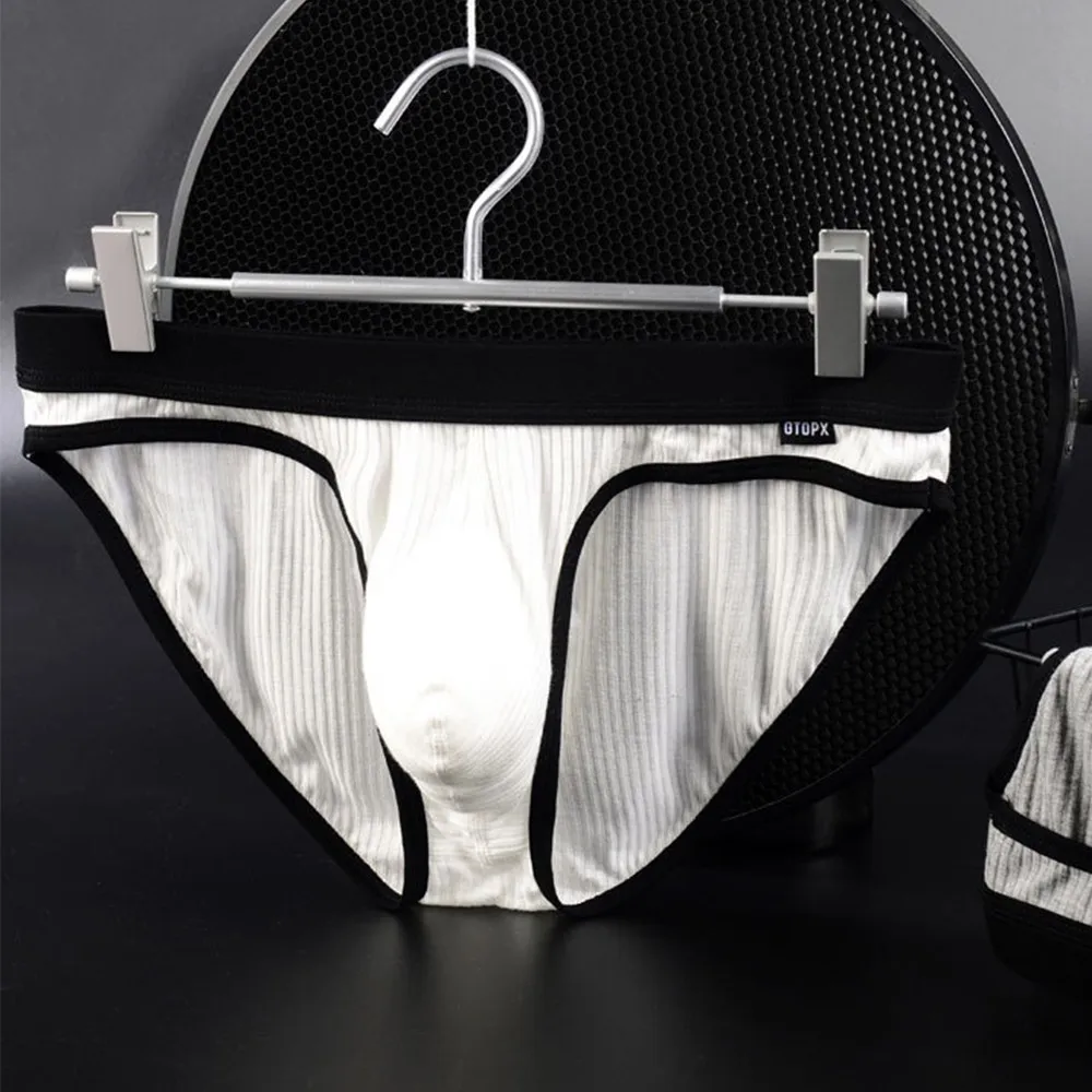 

Sexy Men Modal Brief Seamless Bulge Pouch Underwear Male Sexy Panties Man Intimate Lingerie Low Waist Rib Underpant Soft Knicker