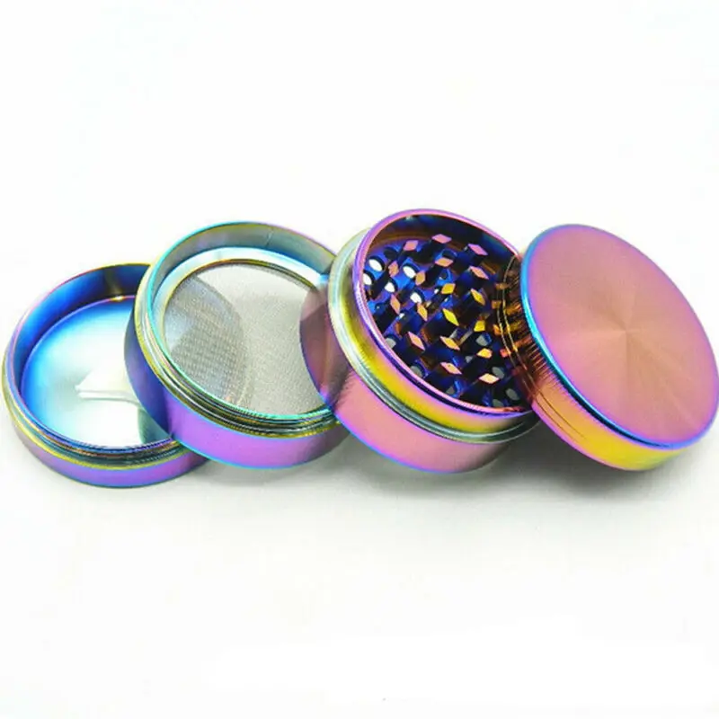 Rainbow Metal 40mm 50mm Colourful 4-Piece Zinc Alloy Tobacco Grinder Spice Grinder Herb Grinder image 4