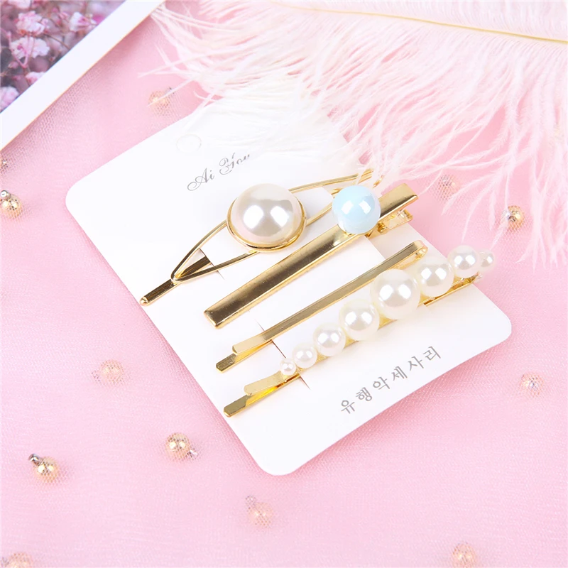 4 шт./компл. жемчужная заколка женские заколки разноцветные бусины для волос