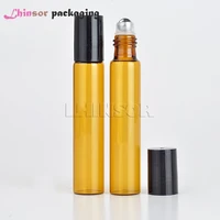 50pcslot 10ml roll on portable amber glass empty essential oil bottles refillable perfume roller bottle makeup container