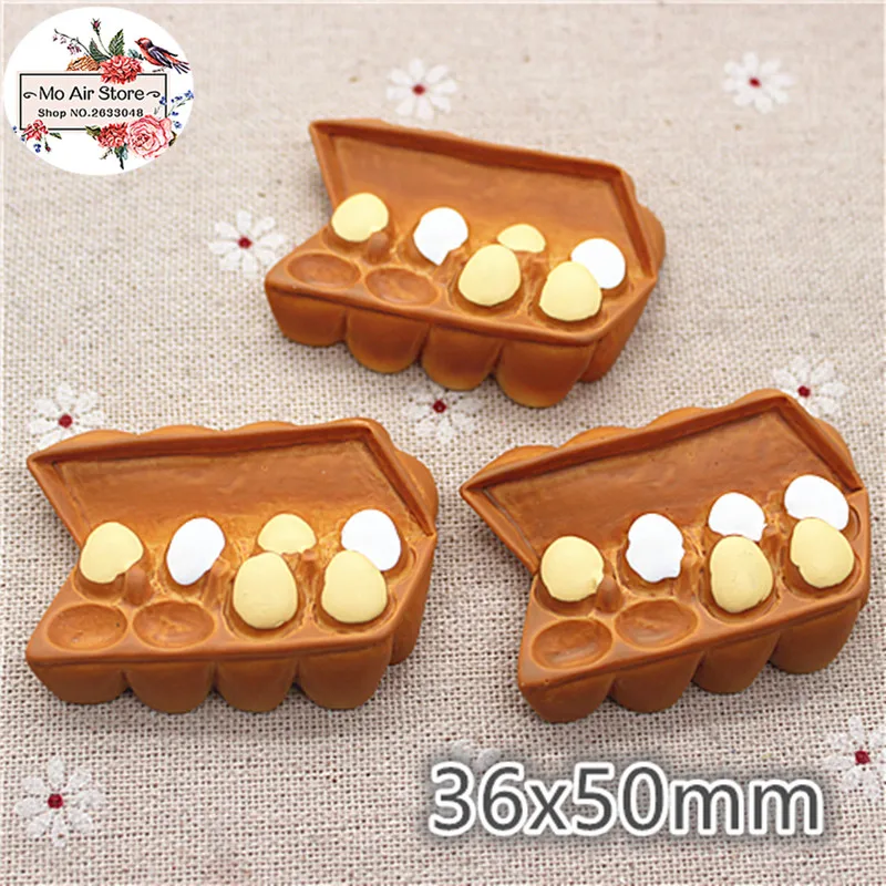 

1pcs 50x36mm egg box Resin Flat back Cabochon imitation food Art Supply Decoration Charm Craft