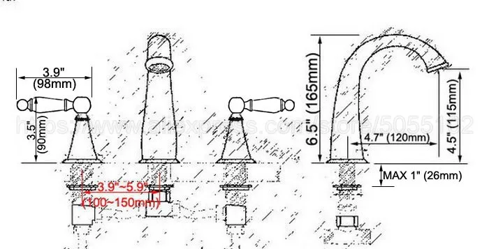 3 шт. античный латунный Смеситель для ванной комнаты ванны модный смеситель