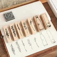 vintage plant garden wooden rubber stamp diy decorative diary journal craft scrapbooking planner seal stamps stationery