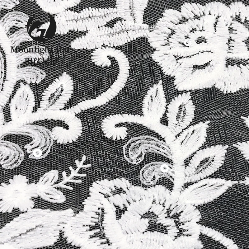 Великолепное белое Цветочное платье с вышивкой блестками 1 ярд 130 см Тюлевая