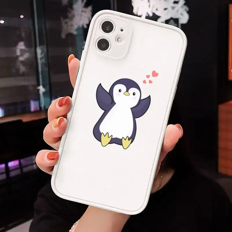 

cartoon animals penguin Phone Case Matte Transparent for iPhone 7 8 11 12 s mini pro X XS XR MAX Plus cover funda