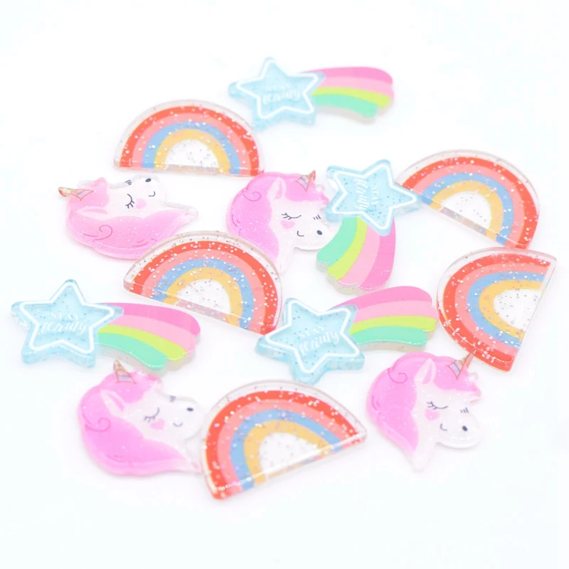 20 шт./лот блестящая Звезда Радуга набор кистей с ручкой в форме единорога