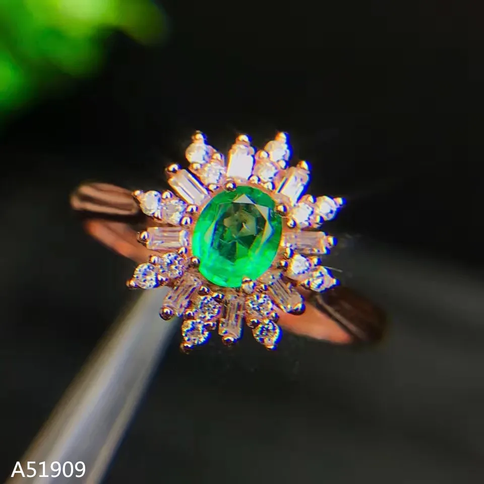 

KJJEAXCMY boutique jewelry 925 sterling silver inlaid natural gemstone female emerald ring support test