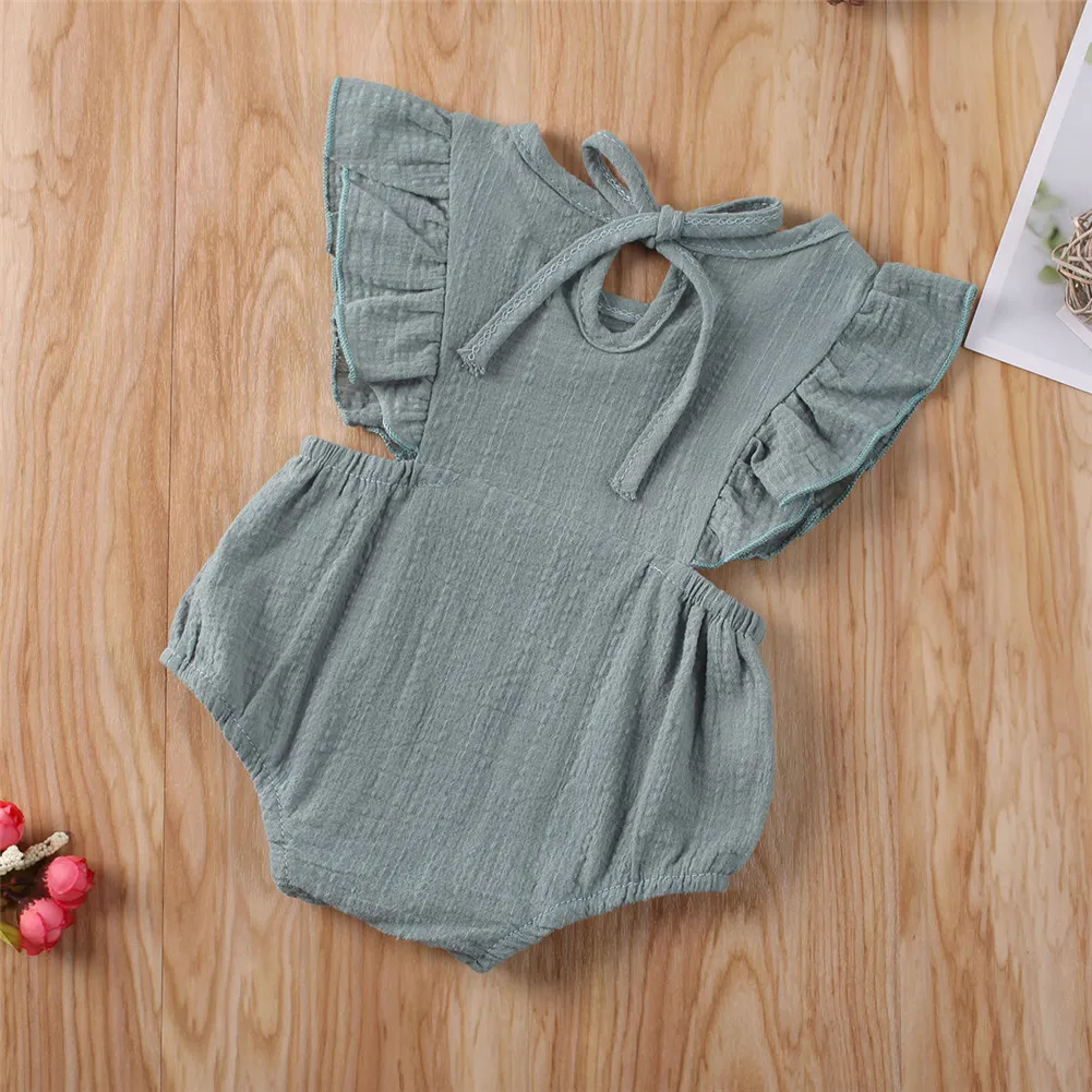 

2020 Baby Girl Clothes Ruffle Romper Jumpsuit Bodysuit Summer Outfit 0-12M